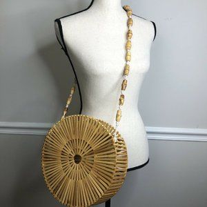 Round Vintage Circle Bamboo Bag purse corded